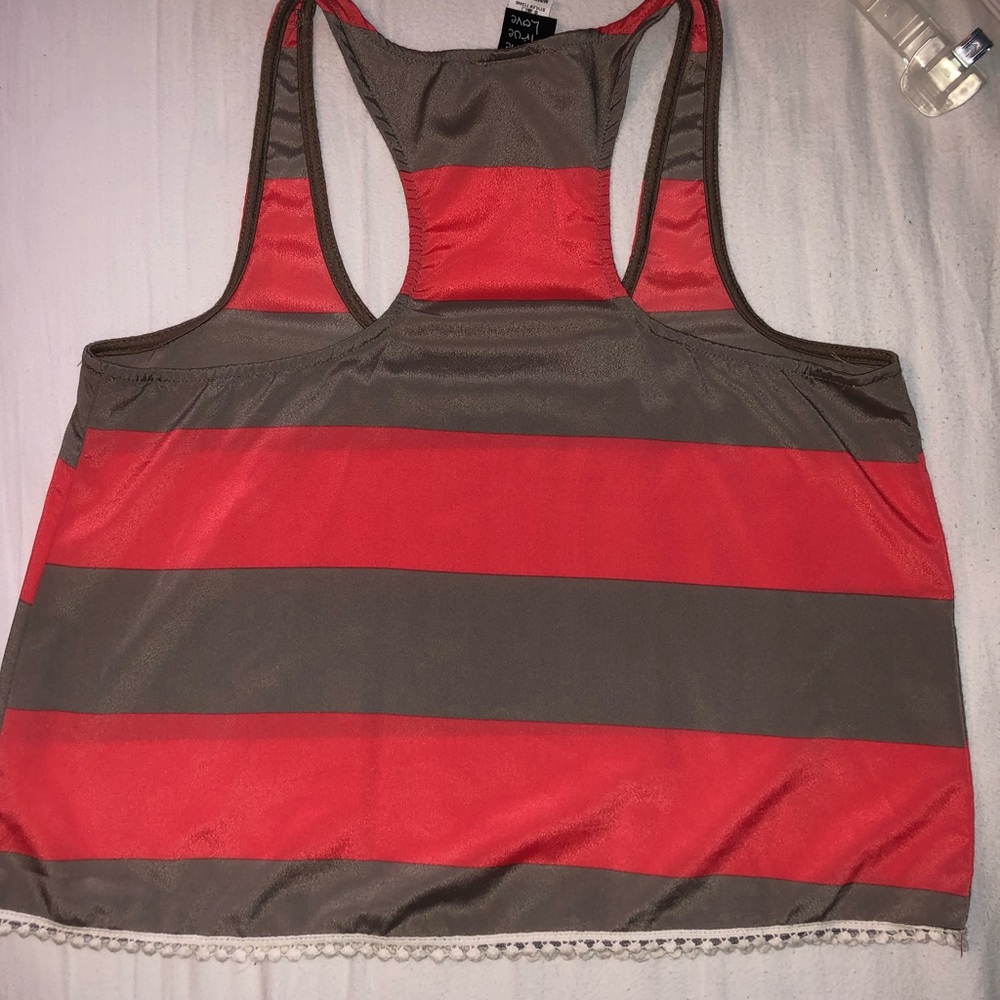 Pink and Gray striped tank top